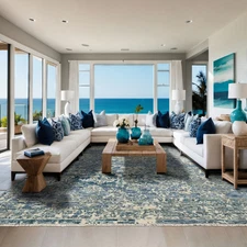 LoomBloom Multi Size Hand Knotted Wool Indo Oushak Transitional Area Rug Beige