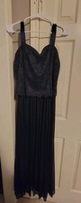 Jessica Howard Formal Cocktail Dress Navy Blue Chiffon Lace Sz 12
