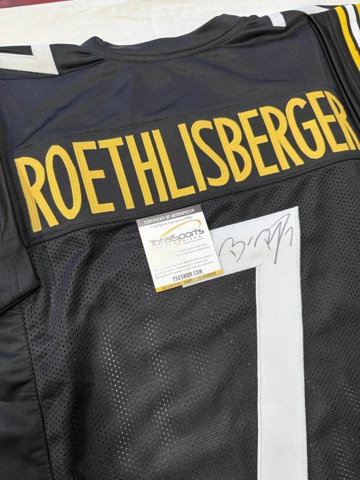 Camiseta deportiva firmada auto Ben Roethlisberger "Big Ben" Pittsburgh Steelers certificado de autenticidad TSE Foto 4 de 4