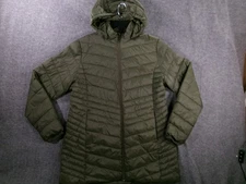 Xersion Jacket Womens XL Green Hooded Quilted Lightweight Full Zip Puffer Coat