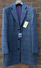 Men’s 3/4 Length Blue Tweed check Coat - Many sizes available - BNWT
