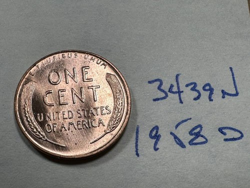 1958-D 1C Lincoln centesimo di grano penny 3439N - Foto 3 di 3