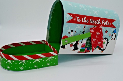 Christmas Jingle Bells Rockin Penguins North Gift Mailbox Hard Cardboard 4 sizes - Picture 18 of 20