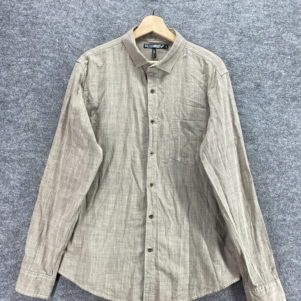 Camisa masculina William Rast G grande cinza gola alta manga longa algodão casual - Imagem 3 de 4