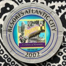 Resorts International NCV *2002* 25th Anniversary Atlantic City, NJ Casino Chip