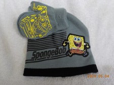 Spongebob Squarepants Hat Glove Set 2pc Toddler Knit gray Nickelodeon NWOT