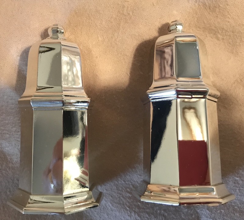 Vintage EKCO ETERNA Salt and Pepper Shaker Set J777 Silver Plate Midcentury MCM
