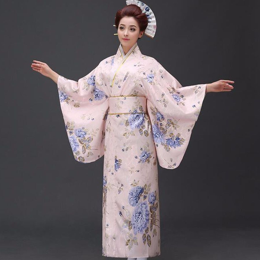 Japanese Women Original Yukata Dress Traditional Kimono With Obi  Performance | eBay