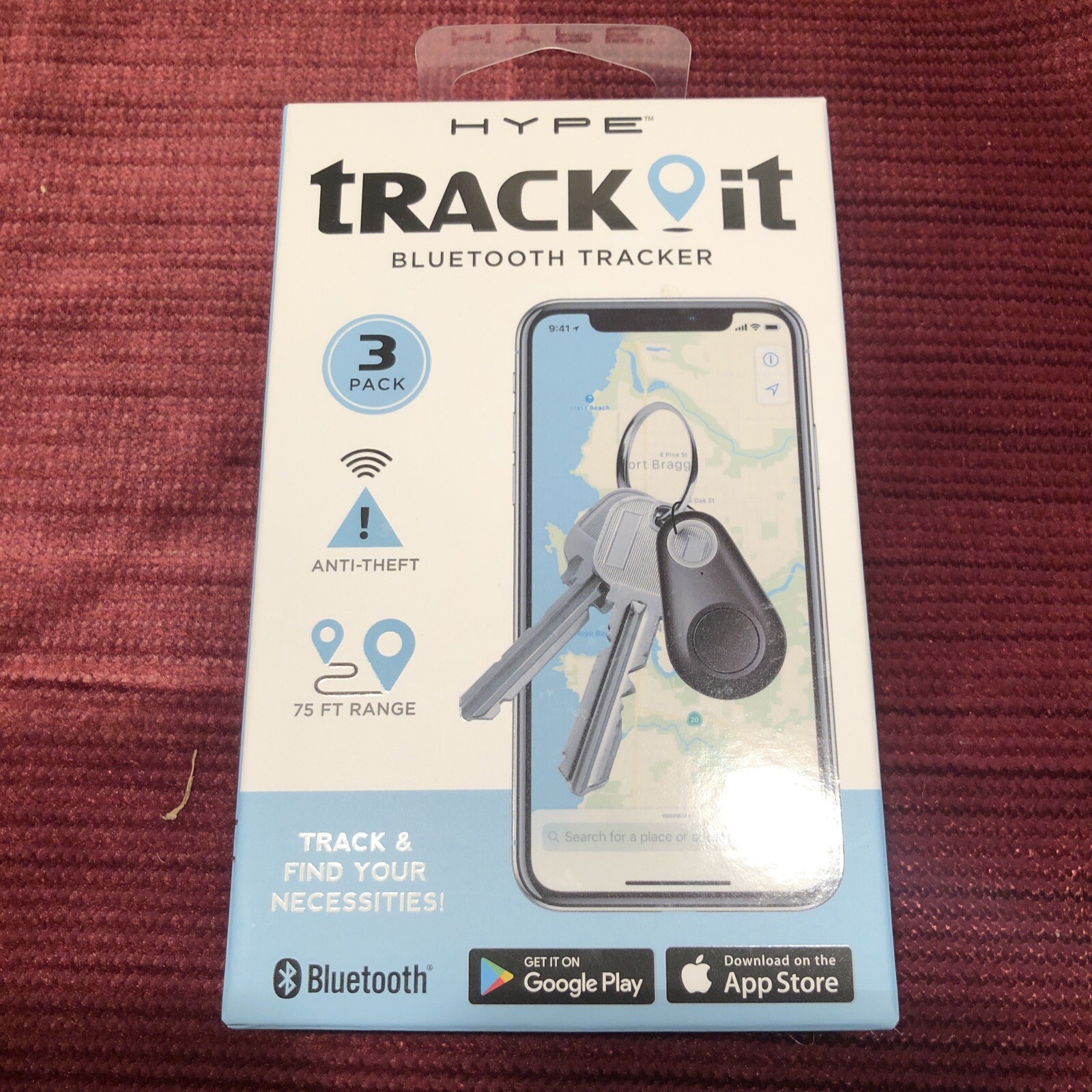 Hype Track It Bluetooth Tracker--new In Box, Never Opened Or Used.--3 Keys Total