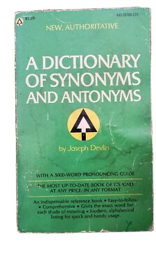 A Dictionary of Synonyms and Antonyms by Joseph Devlin (1961 Paperback)