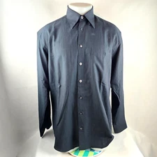 Scott Barber Shirt Mens Medium Black Button Down Vintage Casual Viscose Classic