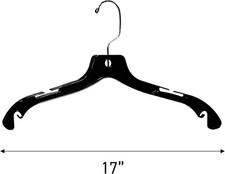 Hangers Plastic Clothing Clothes 100 Black Dress Shirt Chrome Swivel Hooks 17"