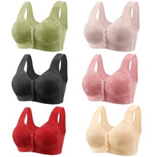 Cotton Wireless Bra for Elderly Women Easy To Wear Vest Style Front Button Bras