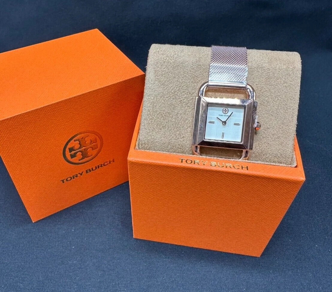 Orologio Tory Burch Phipps acciaio inox oro rosa nuovo con etichette logo TBW7251