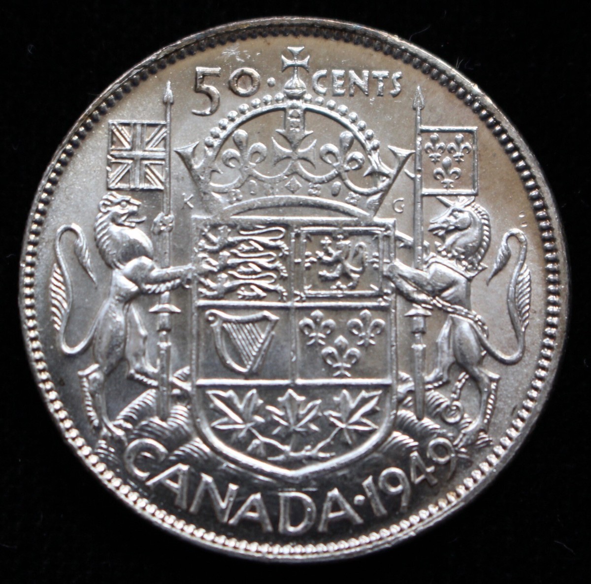 1949 CANADA - 50 CENTS HALF DOLLAR - .800 SILVER - George VI