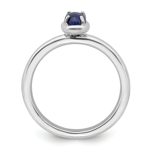 Anillo Apilable Plata Natural Ovalado Azul Lapislázuli, Joyería de Moda QSK900 Foto 4 de 4