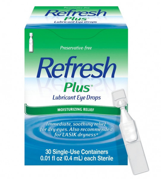 Refresh Plus Lubricant Eye Drops - 30 Single Use Containers 0.01oz EXP:01/2026
