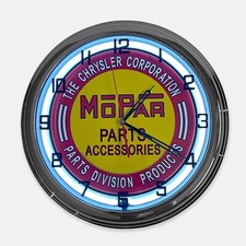 18 Mopar The Chrysler Corporation Parts Division Metal Sign White Neon Clock