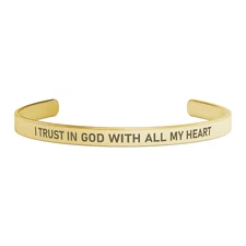 I Trust in God Proverbs 3:5 Bracelet 18kt Gold Plated Cuff Christian Jewelry