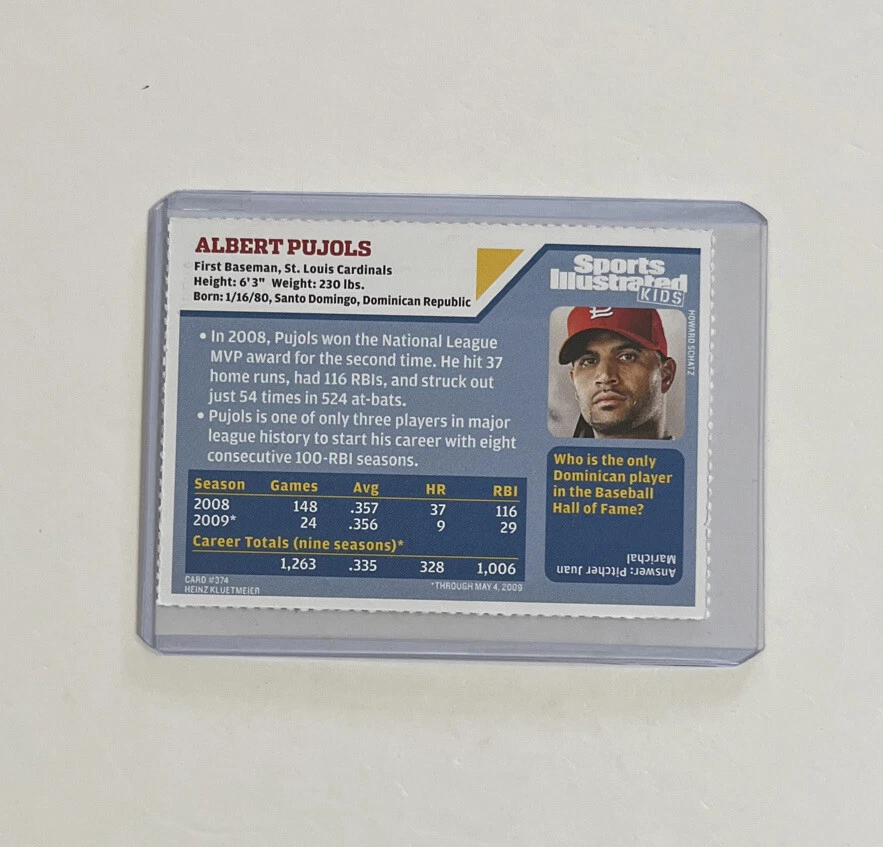 Albert Pujols Rare 2009 St Louis Cardinals Sports Illustrated for Kids SI NM+ - Image 2 of 2