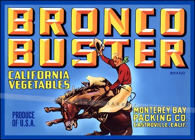 Bronco_Buster_Monterey_Bay_SlainasVintage Poster Print Retro Style Bar Art