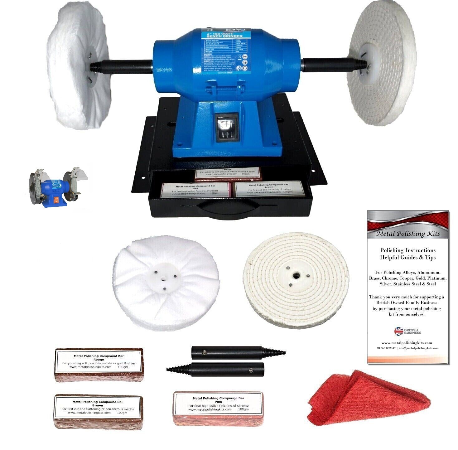 Jewellery Polisher Polishing Machine On Stand With Drawer 150W 5"" Polishing Kit