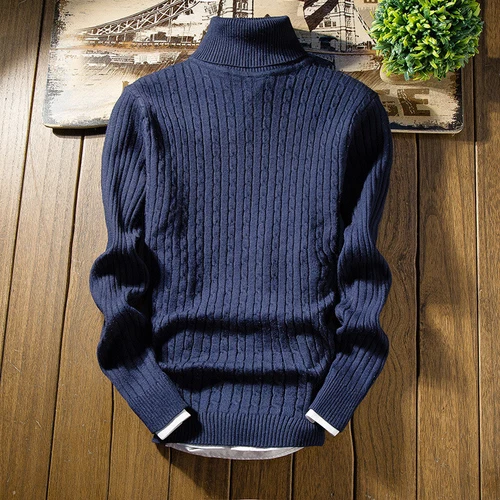 Herren Uni Langarm Rollkragen Strick Pullover Freizeit Pullover Pulli Tops - Bild 11 von 20