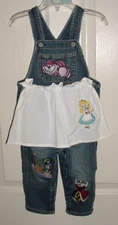 CUSTOM Boutique Disney Girls Alice In Wonderland Overalls 18-24 M