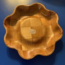 Woven Wood Checker Ease Tray Wicker Tray Boho Decor Serving Tray
