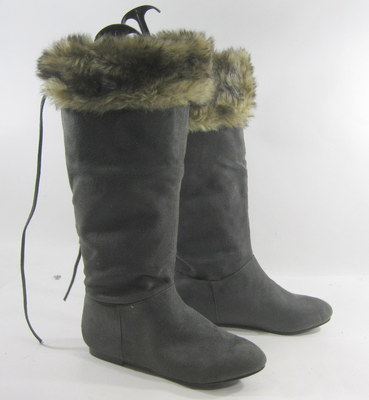 new ladies Gray Flat  Knee Boot Round Toe  women Size 8.5