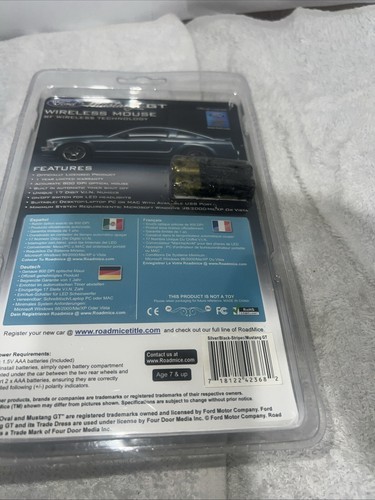 Road Mice Ford Mustang GT Wireless Mouse Silver w/ Black Stripes - Picture 6 of 6