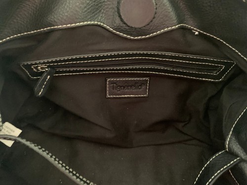 TIGNANELLO Black Handbag Pebbled Leather Double Handles Satchel Shoulder Purse - Picture 8 of 11