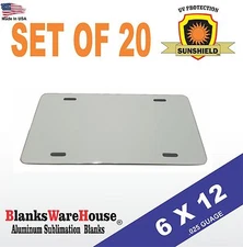 20 Pieces ALUMINUM LICENSE PLATE SUBLIMATION BLANKS 6"x 12", dye sub 