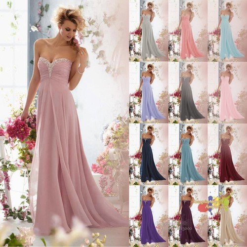Long Chiffon Sweetheart Ball Gown 