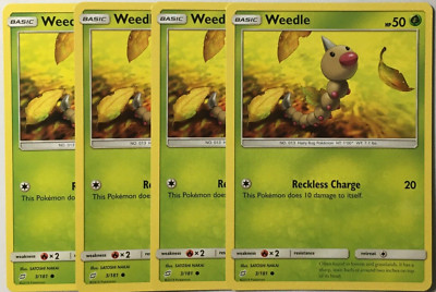 POKEMON 4X WEEDLE 3/181 TEAM UP COMMON NEAR MINT-PLAYSET
