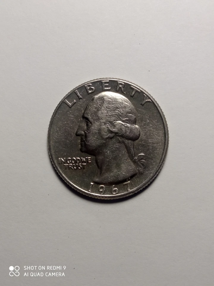 CUARTO DOLAR 1967 SIN CECA ERROR EXCELENTE - Image 2 of 4