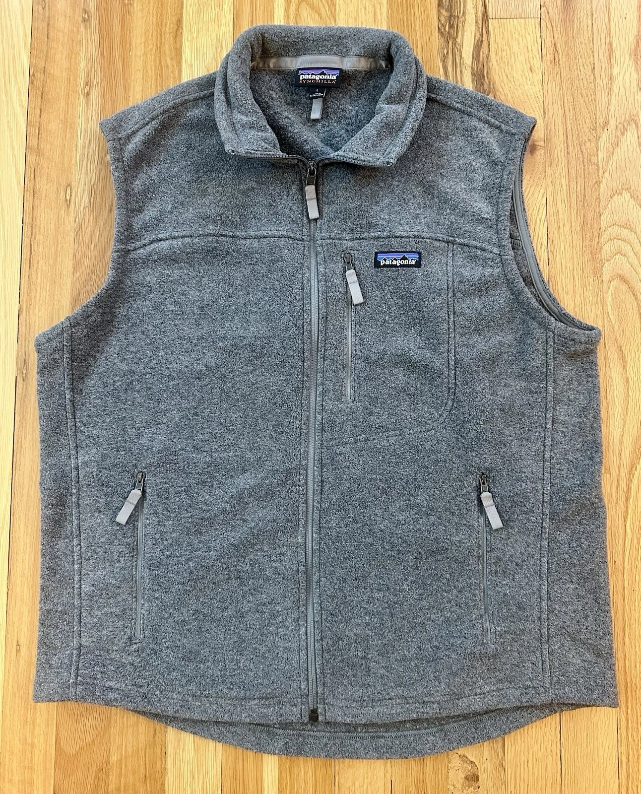 Patagonia Men's L Synchilla Full Zip Fleece Vest Zippered Pockets Gray VGUC