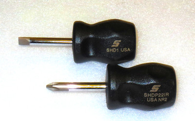NEW! Snap-on Stubby Screwdriver Set Phillips & Flat Tip BLACK SHD1B & SHDP22IRK