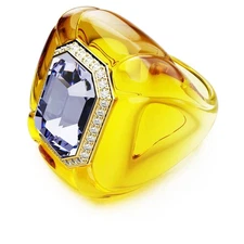 Swarovski Dulcis Cocktail Ring, Cushion Cut, Pavé, Yellow 5709975 (Size 55/M/7)