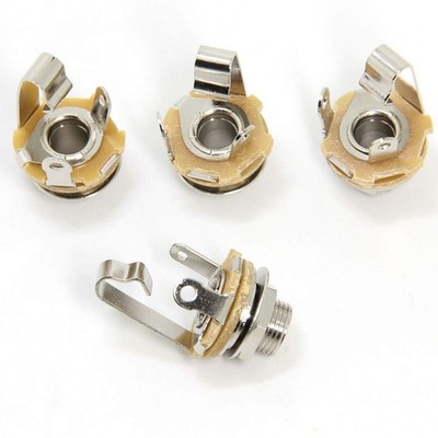 Ancable 4-Pack 1/4'' Female Guitar Input Jack-6.35mm TS Mono 4-pack, Beige 