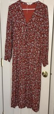 Boden Midi Dress Floral Long Sleeve Cottagecore Fairy Romantic Tea Art Orange 6R