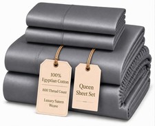 Egyptian Cotton Queen Sheet Set 800TC 4pc Deep Pocket 15 Charcoal OEKO-TEX Size