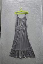 Old Navy Women Dress M Gray Maxi Rayon  Lace Sleeveless