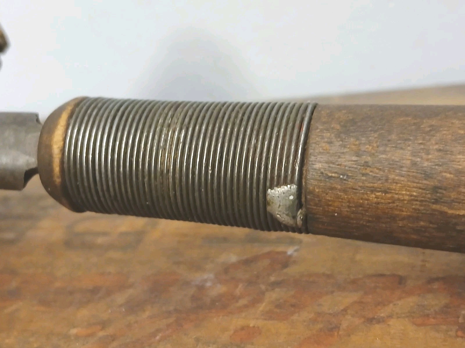 Old Simonds Nucut USA Half Round Smooth File w/Wire Wrapped Wood Handle - Nice 