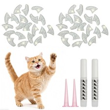 Cat Nail Caps, Cat Claw Covers with Adhesive Glue (40 Pcs, M, Laser Silver)