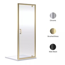 6mm Toughened Safety Glass Reversible Pivot Shower Door - Choose Size and Colour
