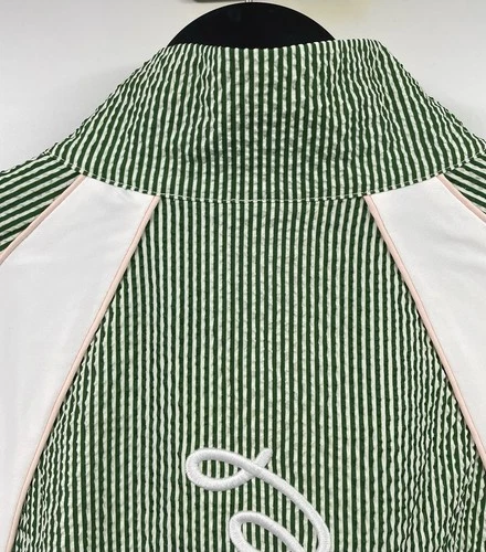 Malbon Valero Pullover Seersucker Quarter Zip Garden Green Large NWT image 10