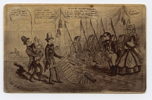 Civil War-era cartoon CDV of Maximilian I of Mexico, by Philo, of Batavia, N.Y.