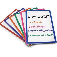 6Pcs Magnetic Dry Erase Labels Extra-Large, 8.2x5.5'' Thick Reusable Fridge W...