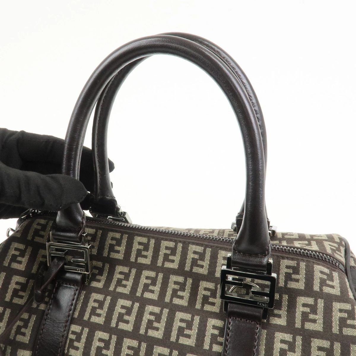 FENDI Zucchino Canvas Leather Handbag Boston Bag 8BL068 Women From Japan thumbnail 7